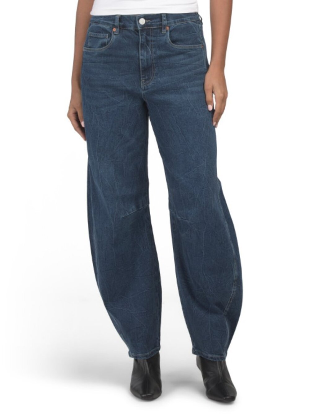 BLANK NYC Blue Denim Crinkle Barrel Jeans